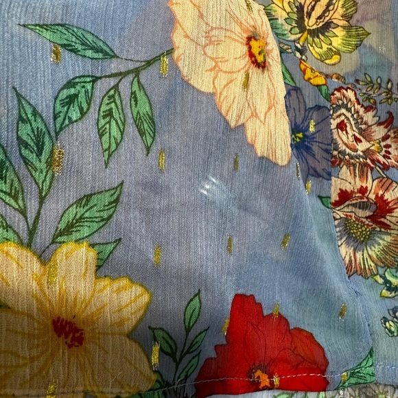 Fig & Flower Womens Floral Puff Sleeve Top 3X Peasant Boho Cottagecore Flowy - Picture 9 of 12